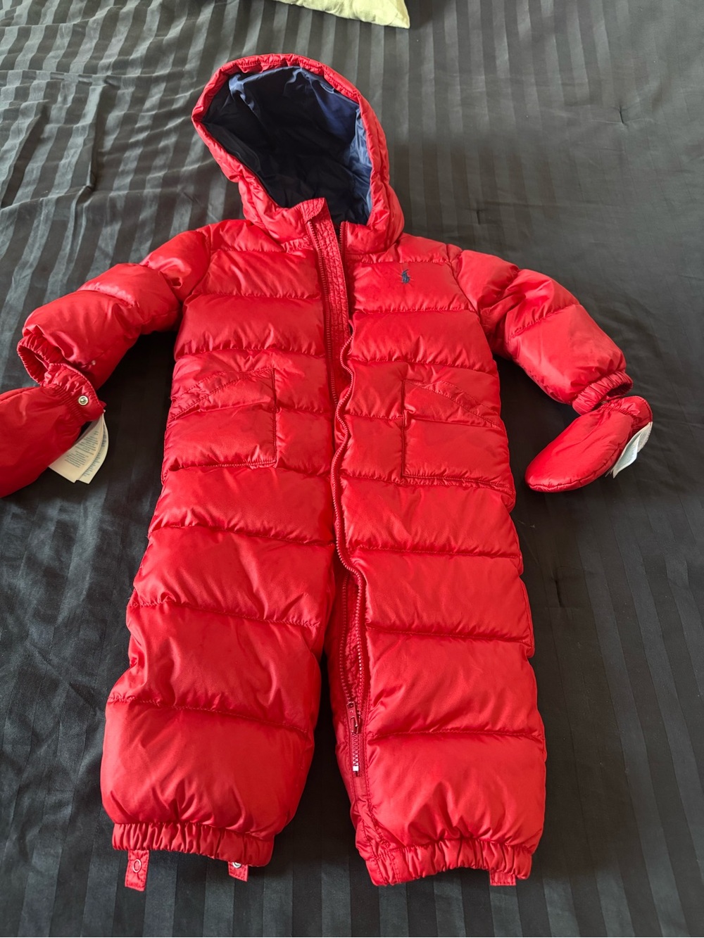 Ralph Lauren Bright Red Quilted Baby One-Piece Snowsuit